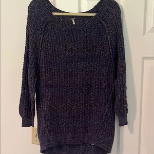 Free People Oversized Purple Crew Neck Sweater, Medium
